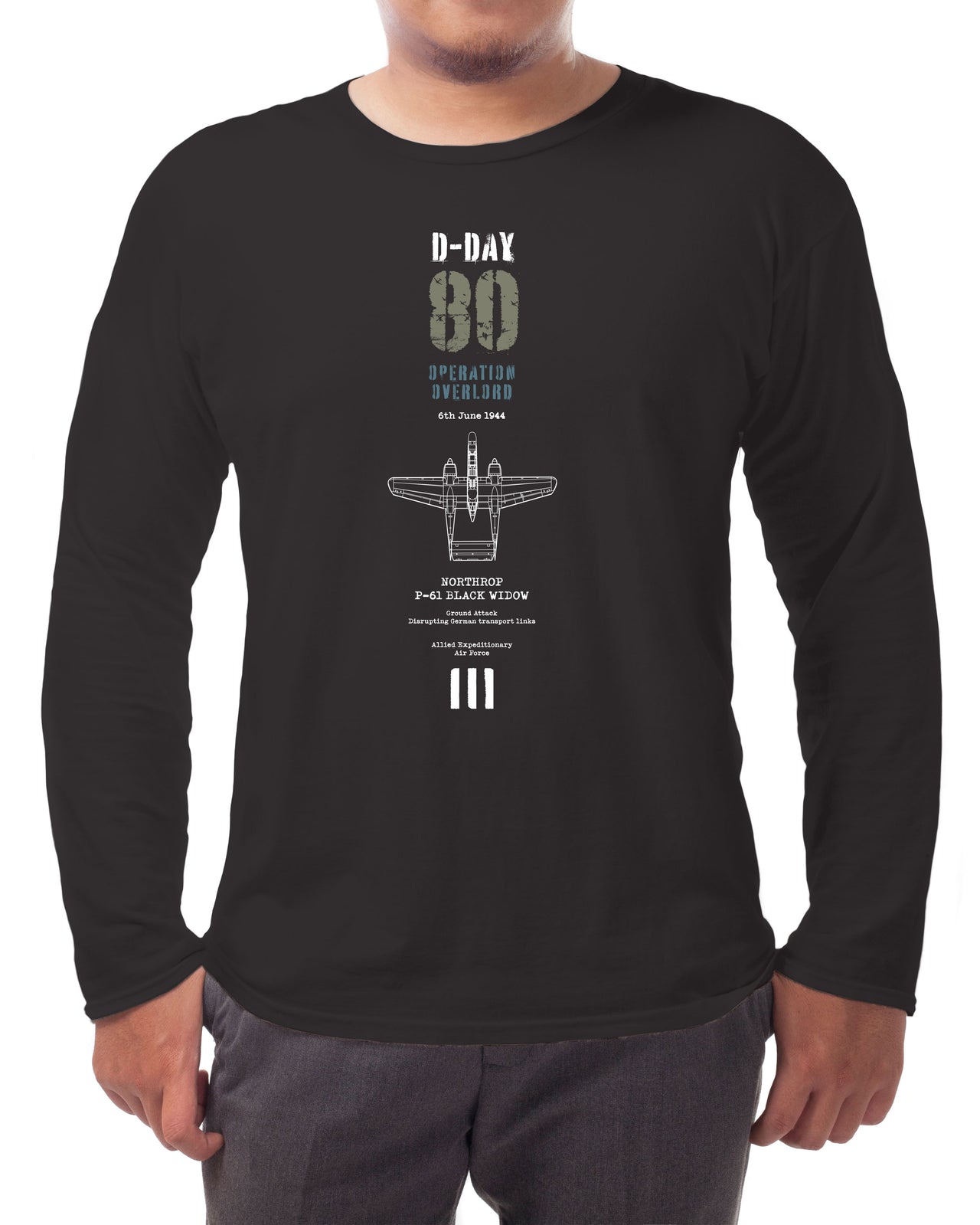 D-Day P-61 Black Widow - Long-sleeve T-shirt