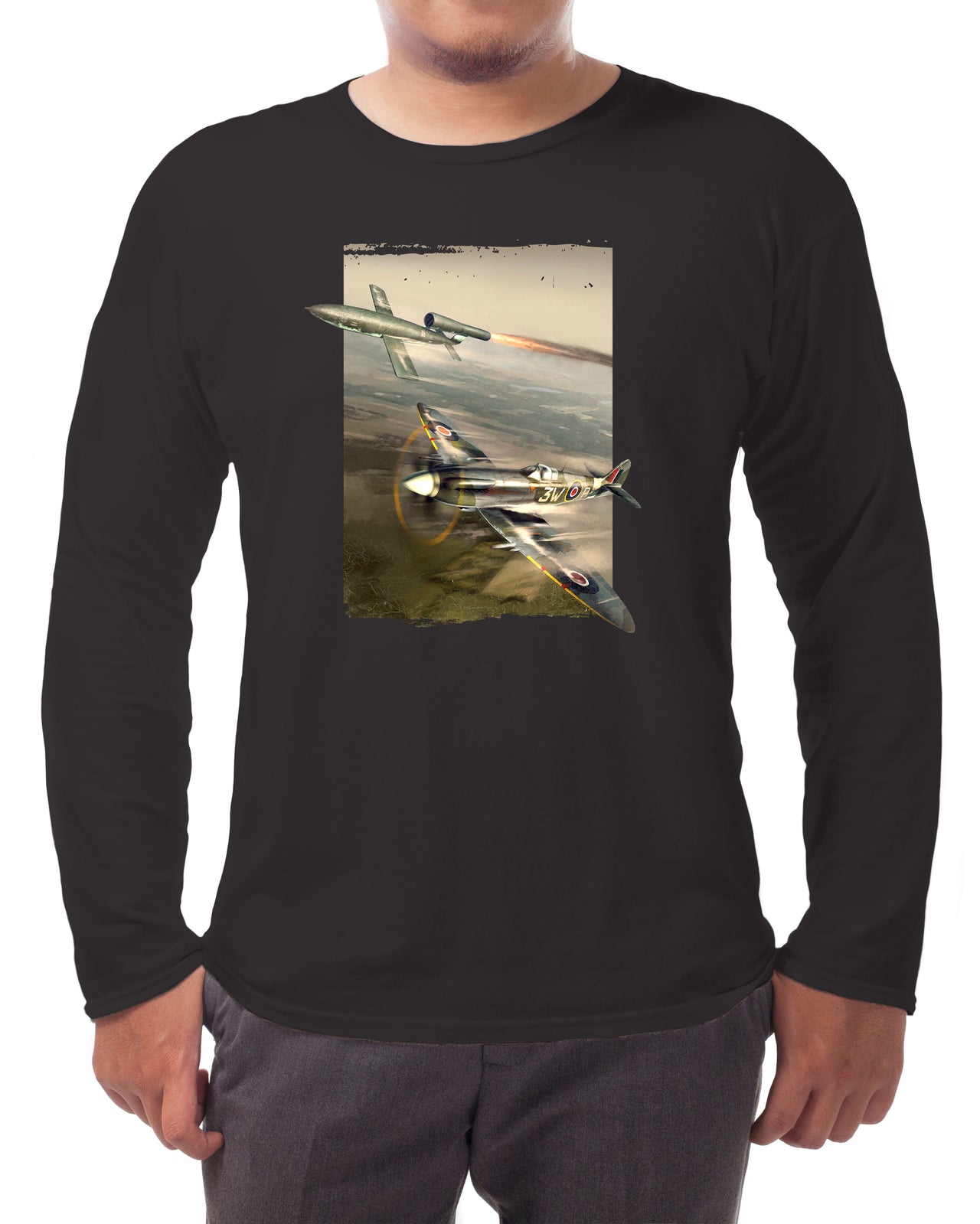 Spitfire and V1 Doodlebug - Long-sleeve T-shirt