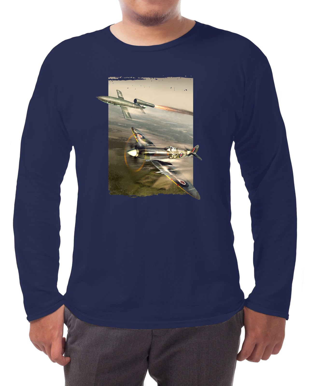 Spitfire and V1 Doodlebug - Long-sleeve T-shirt